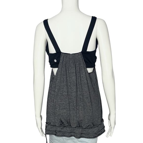 LULULEMON No Limit Run Back On Track Black Gray Wide Strap Tank Top Size 12 - Picture 4 of 9